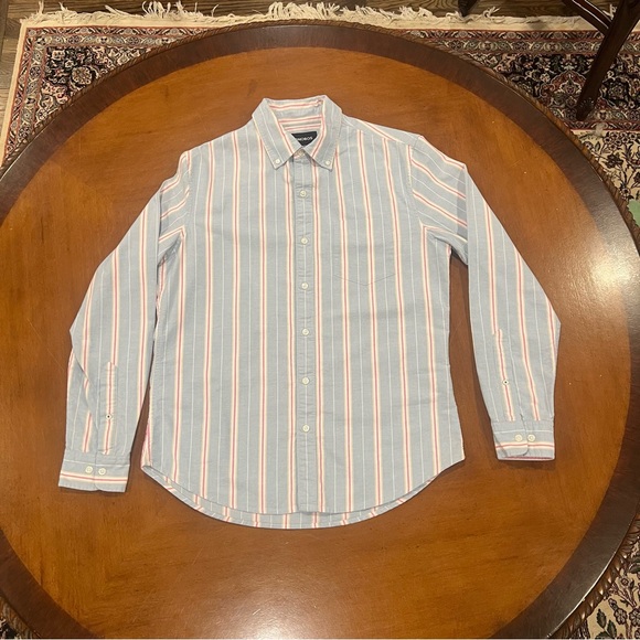Bonobos Men’s Slim Fit Oxford Button Down Shirt Blue Stripe Medium Long-Sleeve - Picture 3 of 16